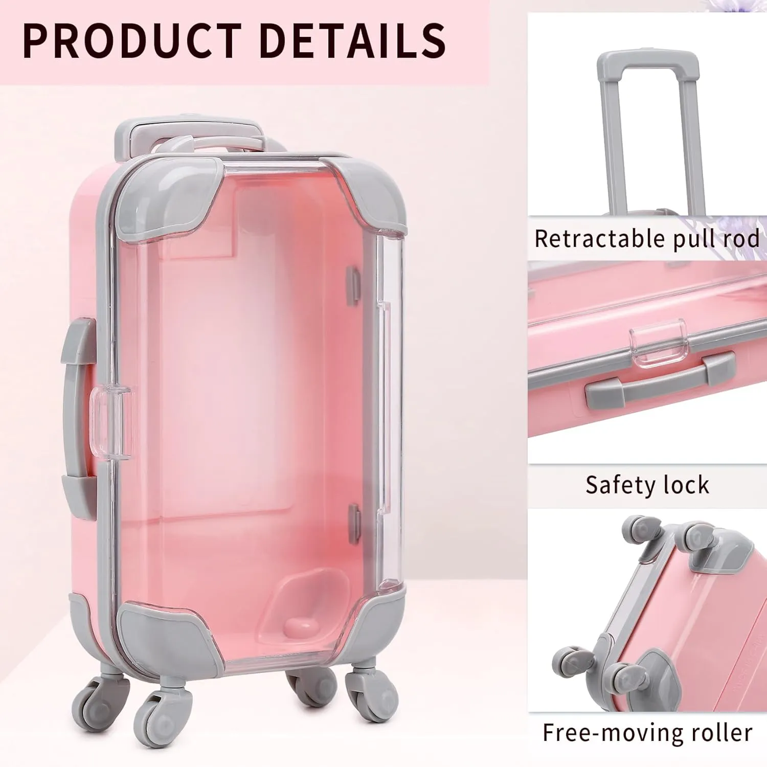 10 Pack Mini Suitcase Party Favor Gift Box Plastic False Eyelashes Packaging Luggage Box for Travel Wedding Bachelorette Party Bridesmaid Bridal Shower Favors Decorations (Pink)