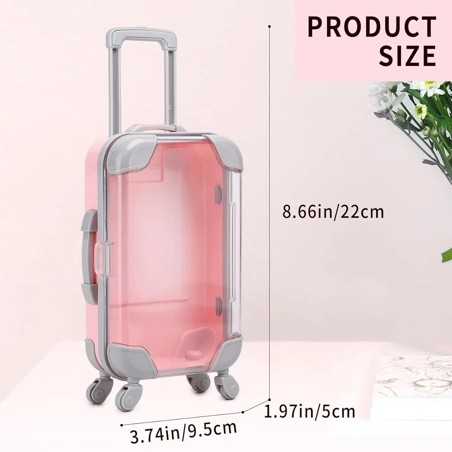 10 Pack Mini Suitcase Party Favor Gift Box Plastic False Eyelashes Packaging Luggage Box for Travel Wedding Bachelorette Party Bridesmaid Bridal Shower Favors Decorations (Pink)