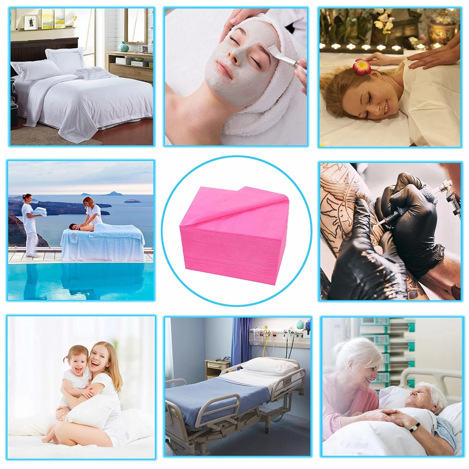 100 Pcs Disposable Bed Sheets 31" x 71" Massage Table Sheets Non Woven Fabric SPA Bed Cover Breathable for Massage Beauty Tattoos (100 Pcs Pink)