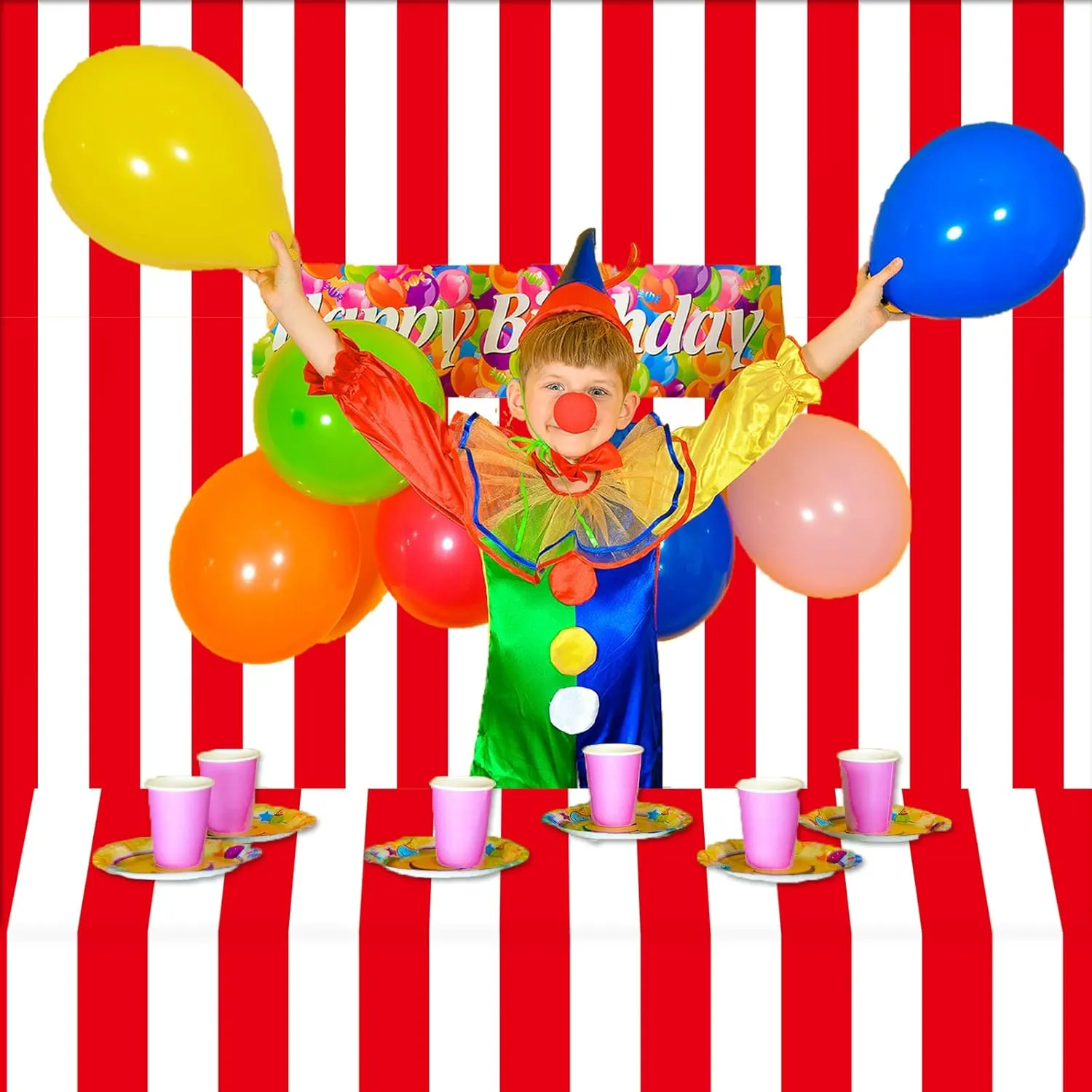 100Ft Long Tablecloth Roll Red and White Striped Tablecloth Carnival Circus Tent Party Supplies Christmas Plastic Picnic Table Cover for Birthday Halloween Party Circus Backdrop Banner Decoration