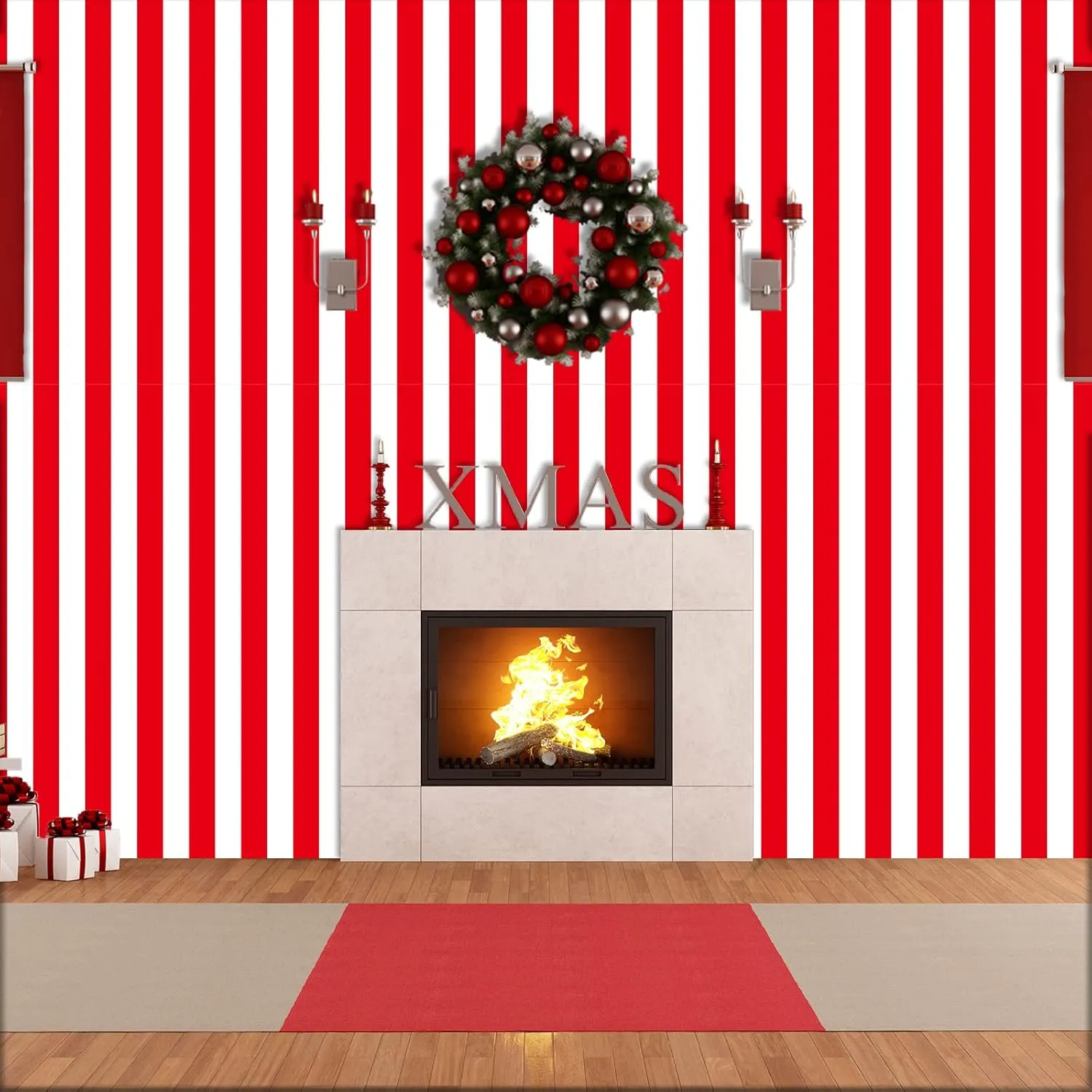 100Ft Long Tablecloth Roll Red and White Striped Tablecloth Carnival Circus Tent Party Supplies Christmas Plastic Picnic Table Cover for Birthday Halloween Party Circus Backdrop Banner Decoration