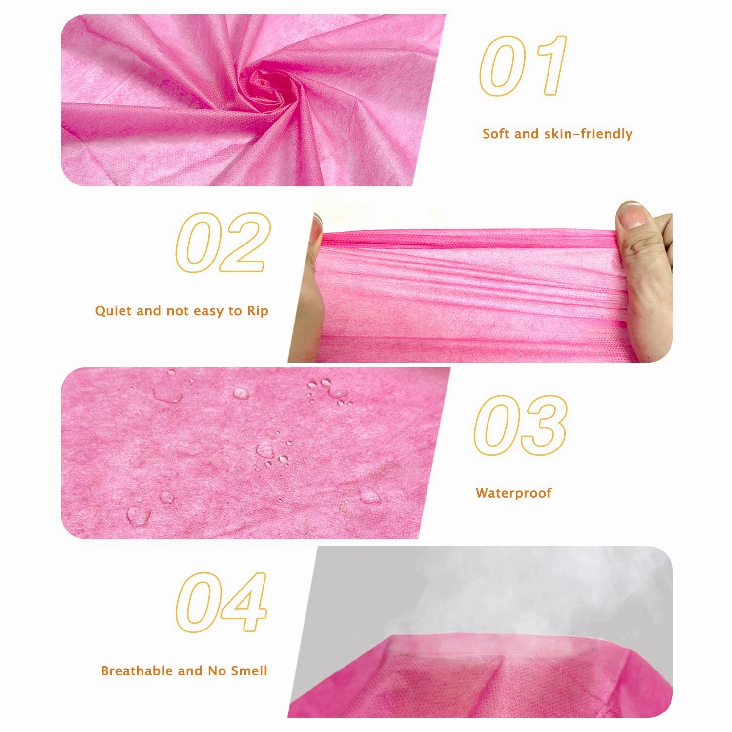 100Pcs Disposable Massage Table Sheets 31" x 71" Non-Woven Fabric Disposable Bed Sheets SPA Bed Cover Breathable Oil-Waterproof Sheets for Travel Spa Tatto Hotel Salon (Pink)