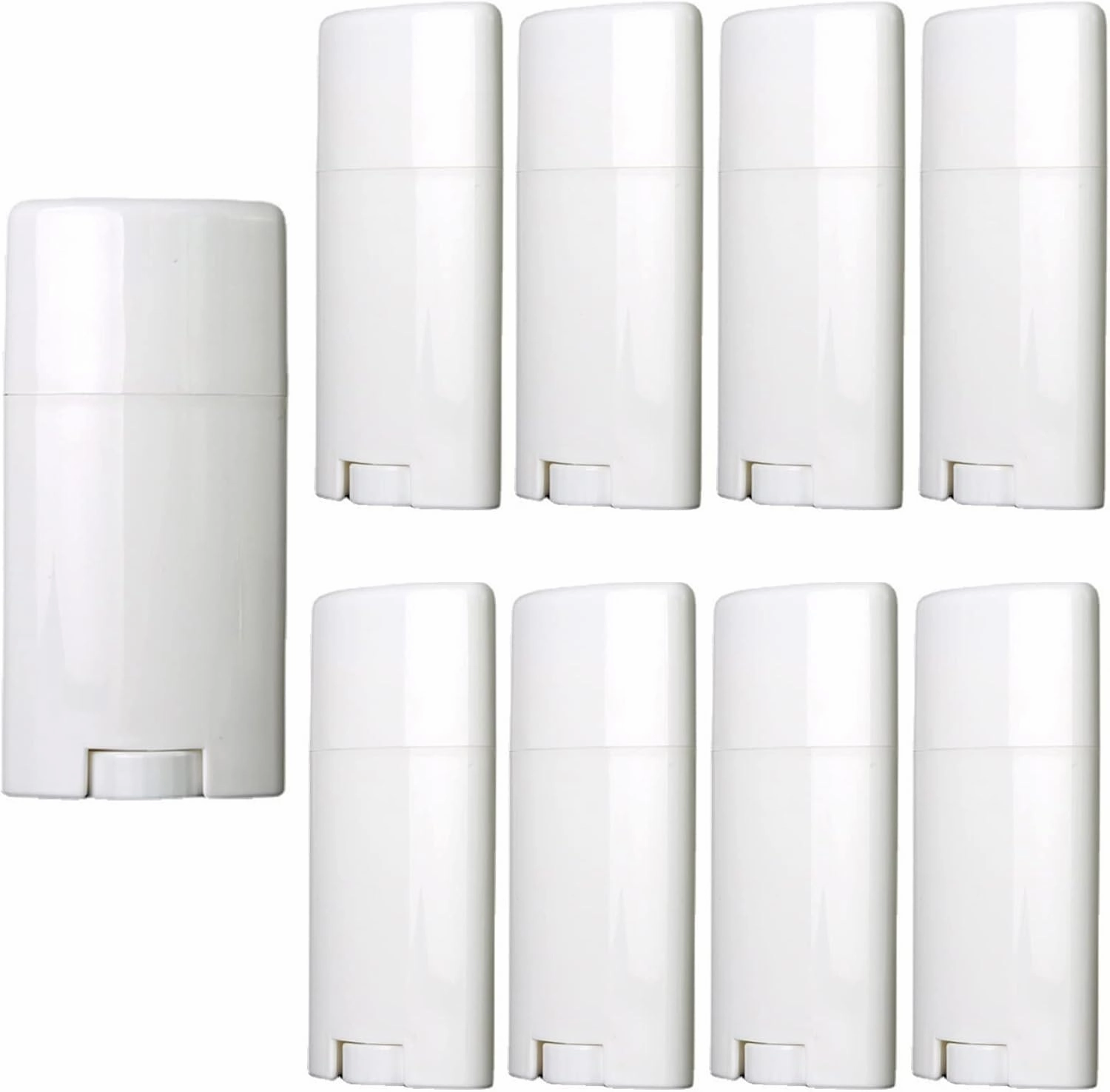 10 Pack 75ml White Empty Deodorant Containers 2.5 oz Oval Lip Balm Tubes Plastic Deodorant Container Oval Twist Up Refillable Tubes BPA-Free for DIY Deodorants Lipstick Crayon Chapstick Tubes
