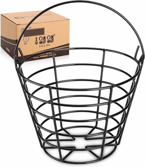 10L0L 1 Pack Metal Range Golf Ball Baskets with Handle, Golf Ball Storage Bucket, Holds 50 Balls Each (GolfBalls Not Included)
