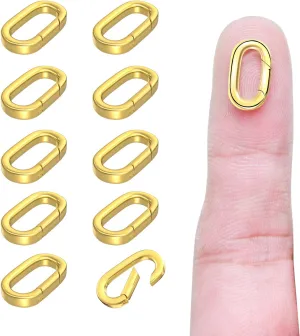 10Pcs Oval Clasp Carabiner Necklace Clasps and Closures Spring Ring Clasp Pearl Necklace Enhancer Connector for Jewelry Finding Necklace Bracelet Making
