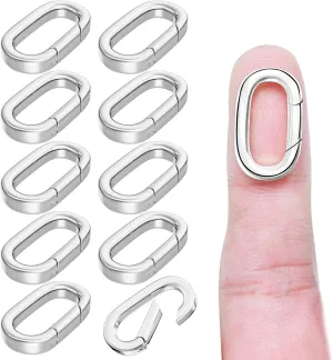 10Pcs Oval Clasp Carabiner Necklace Clasps and Closures Spring Ring Clasp Pearl Necklace Enhancer Connector for Jewelry Finding Necklace Bracelet Making