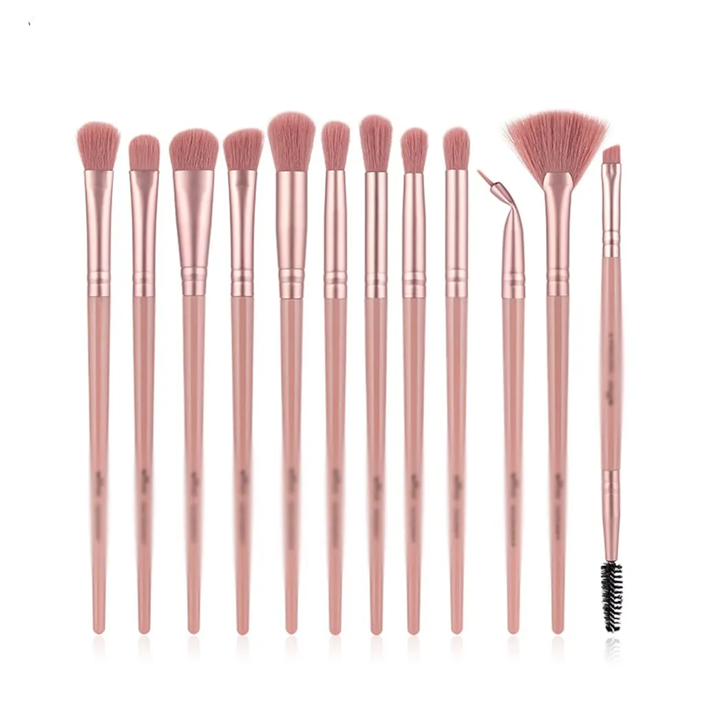12 Pcs Makeup Brushes Set Eye Shadow Blending Eyeliner Eyelash Eyebrow Fan Highlighter Make Up Brush