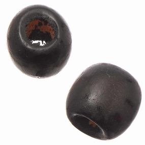 12mm Black Oval Wood Beads 100/pk
