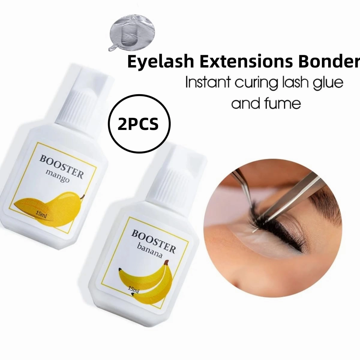 15ml Original Sky Booster Mango Banana Eyelash Extensions Bonder 2PCS Eyelash Glue Super Bonder Lash Glue Primer Clear Scented Accelerated Dry Made in Korea