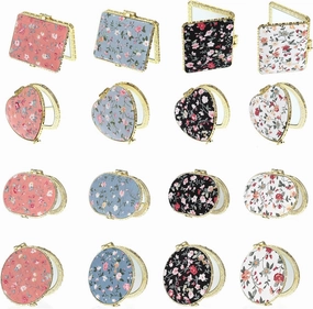 16 Pcs Compact Mirror for Purse Small Flower Pocket Mirror Portable Floral Folding Tea Party Favors for Women Return Gift Makeup Travel