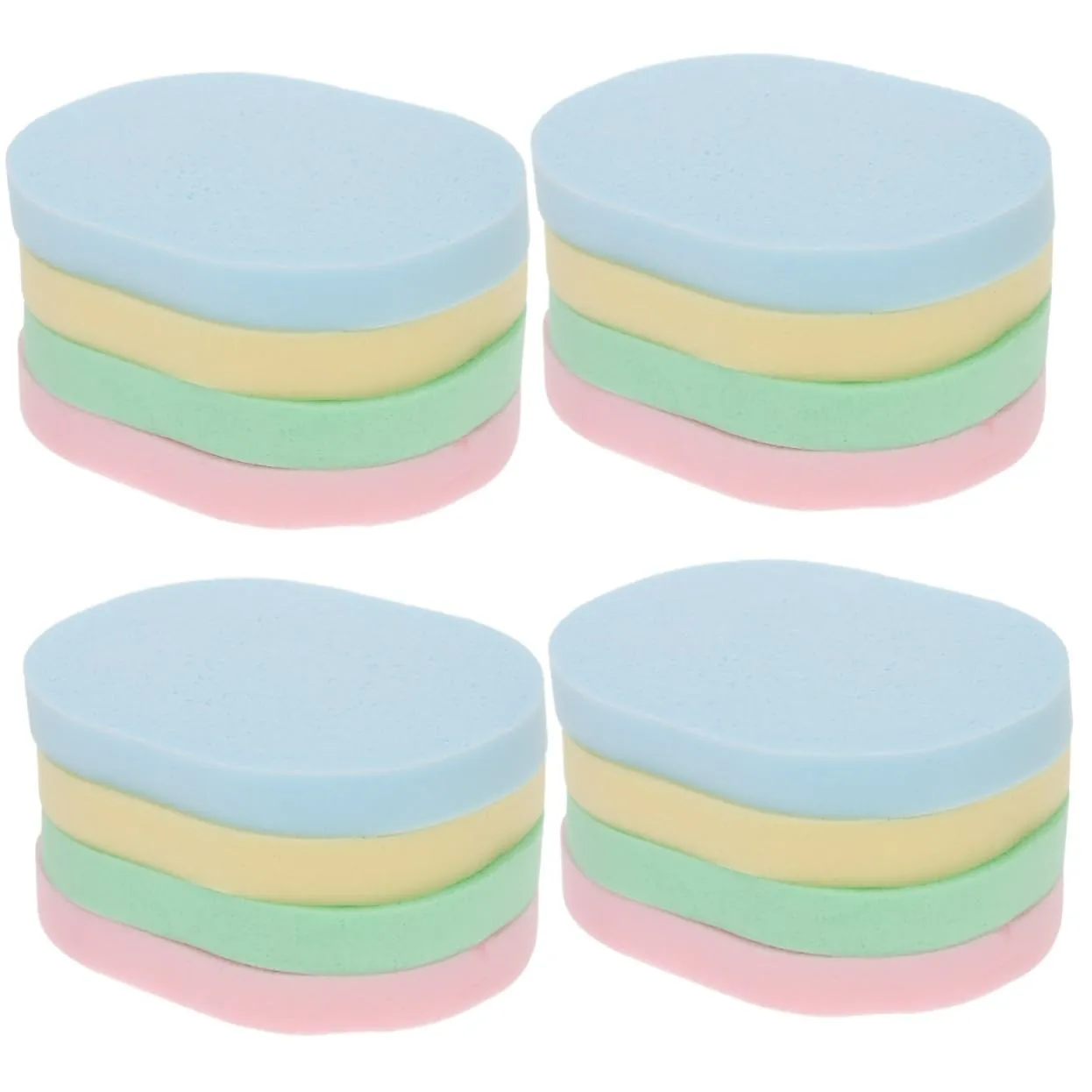 16pcs Portable Oval Face Cleaning Sponges Exfoliating Pva Facial Wash Tools for Removal Makeup Removal Lightweight Easy to Carry for Daily Skincare