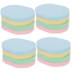 16pcs Portable Oval Face Cleaning Sponges Exfoliating Pva Facial Wash Tools for Removal Makeup Removal Lightweight Easy to Carry for Daily Skincare
