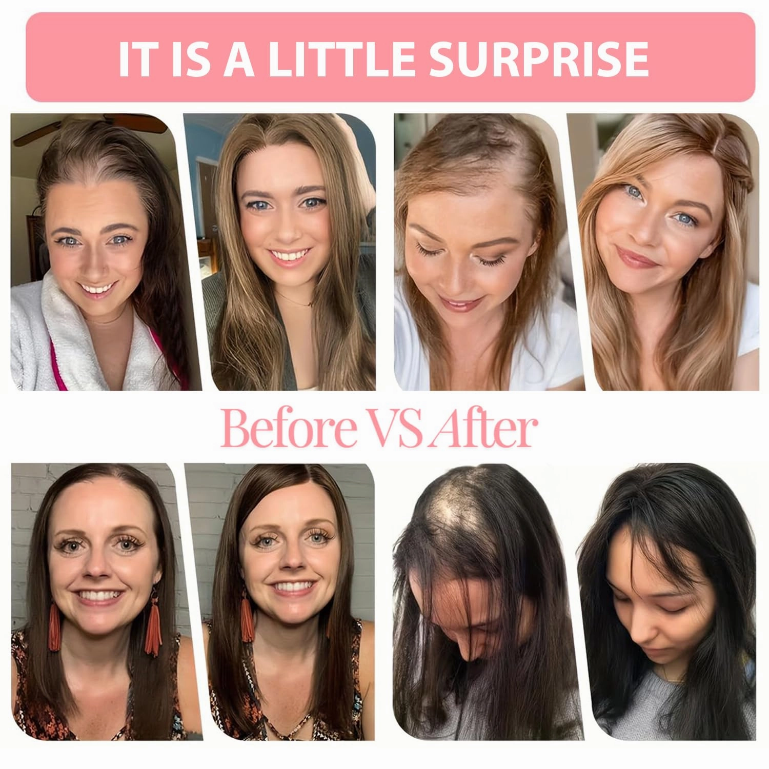 18 inch Toppers for Women with Thinning Hair - Straight Synthetic Fiber Hair Topper 6.5"x6.5" Large Base with Bangs - Light Natural Ombre Blonde with Dark Brown Root