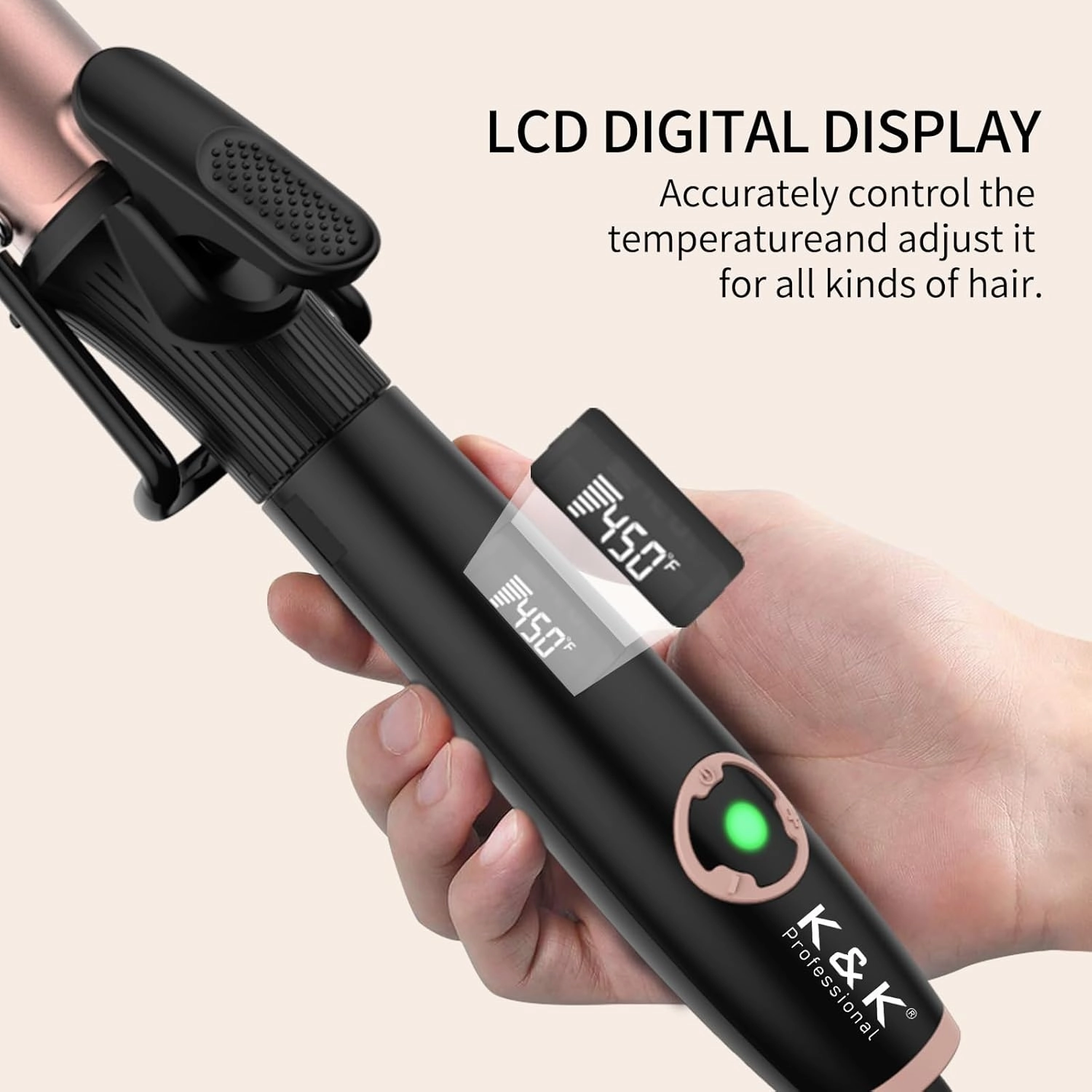 1.2 Inch Curling Iron with Clipped Tourmaline Ceramic Barrel Professional 1 1/5 Inch Hair Curler up to 450°F Dual Voltage for Traveling 60 Mins Auto Off Suit for Different