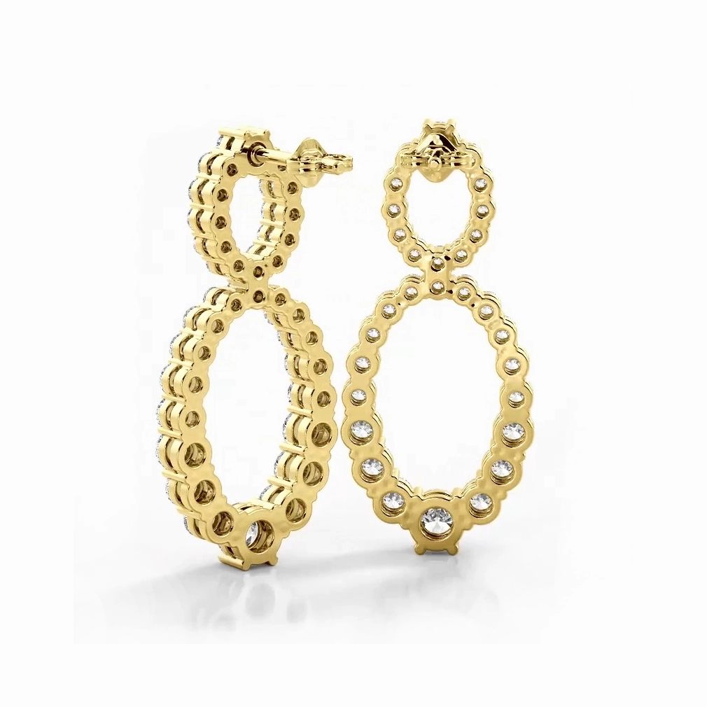 1.50 ctw. Round Diamond Drop Earrings Double Circles Dangle Style