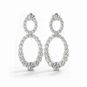 1.50 ctw. Round Diamond Drop Earrings Double Circles Dangle Style