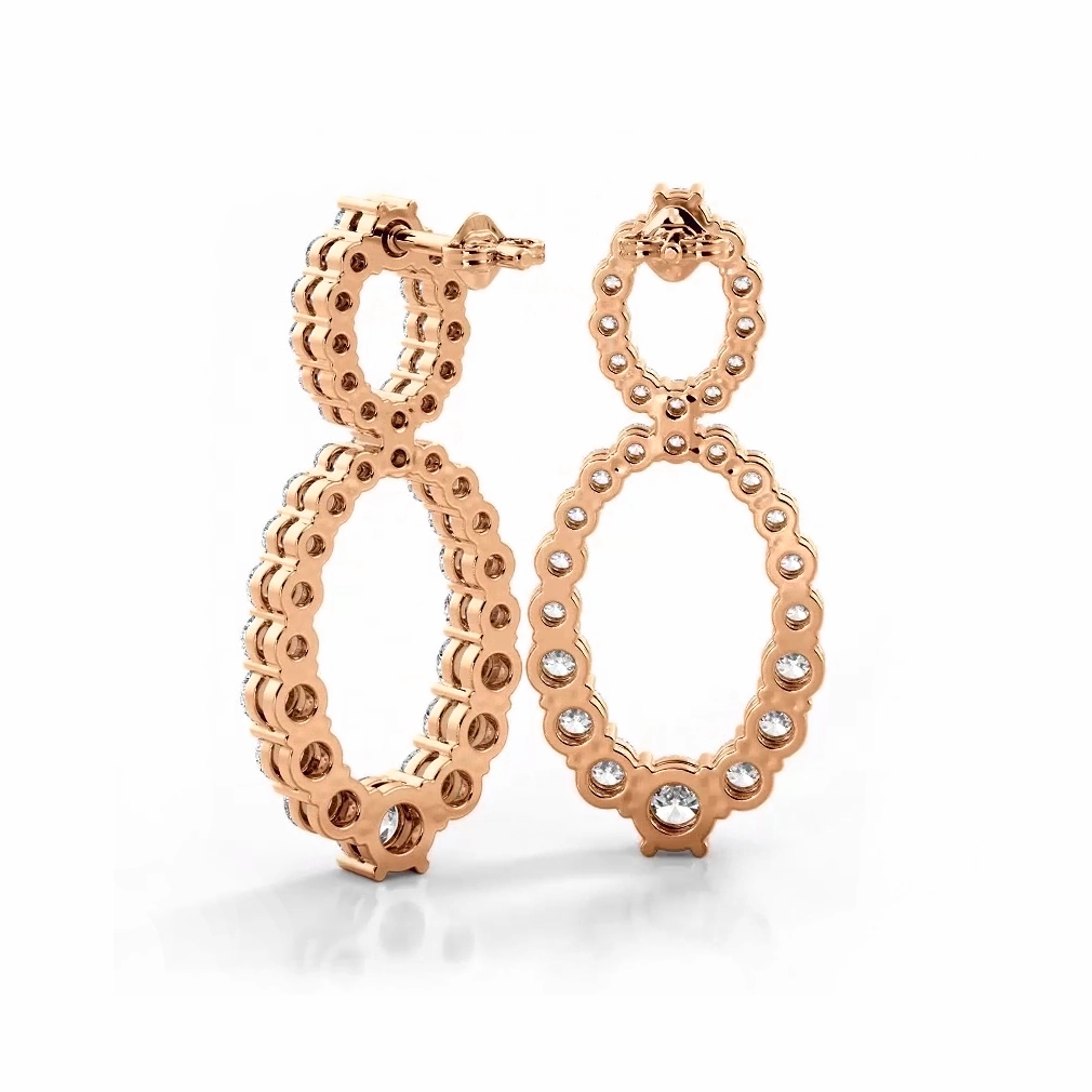 1.50 ctw. Round Diamond Drop Earrings Double Circles Dangle Style