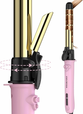 1-Inch Rotating Curling Iron, Automatic Hair Curler, Curling Wand for Long Medium Hair, Professional Hair Styling Tool with Long Barrel, 5-Temps (Up to 410°F), Dual Voltage