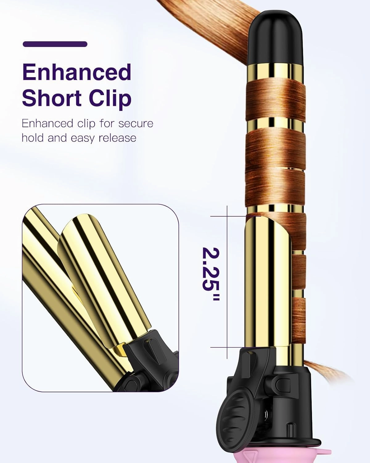1-Inch Rotating Curling Iron, Automatic Hair Curler, Curling Wand for Long Medium Hair, Professional Hair Styling Tool with Long Barrel, 5-Temps (Up to 410°F), Dual Voltage