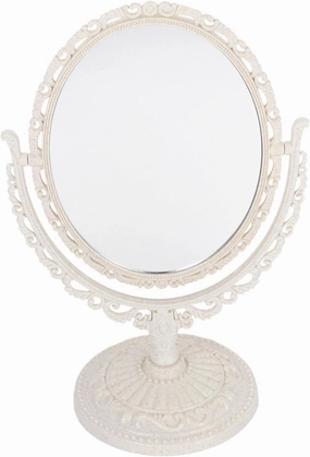 1Pc Retro Vanity Mirror Makeup Mirror Round Small Mirror Handheld Mirror Oval Mirror Dual use Mirror Oval Shaped Vanity Mirror Desk Mirror Miss Both Sides Plastic Decorative Table