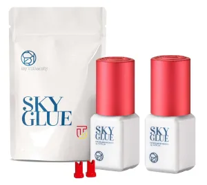 2 Bottles Sky Glue S  for Eyelash Extension 5ml - Powerful Strong Professional Black Bonding Adhesive for Lash Extensions / 1-2s Fast Drying / 6-8 Weeks Lasting time TUBeauty