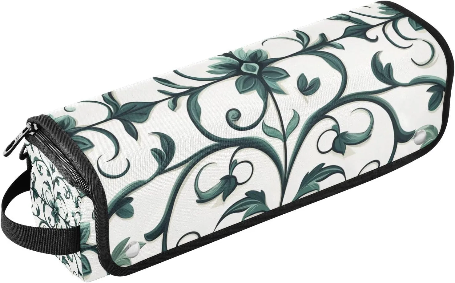 2-in-1 Curling Iron Travel Case and Heat Resistant Mat Large Capacity Hair Tool Organizer for Flat Iron Hot Tools and Haircare Accessories,Fashion Europe Vine Scroll Pattern Cyan Travel Bag