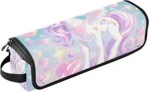 2-in-1 Curling Iron Travel Case with Heat Resistant Pad Removable Hair Styling Accessories Organizer for Straigheners, Curling Iron, Hair Dryer,Cute Cartoon unicorns Glitter Hearts Women