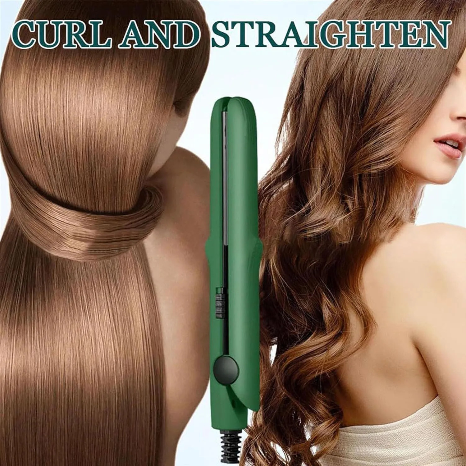 2-in-1 Mini Dual Purpose Curling Iron for Short Hair, Dualglam Curling Wand & Flat Iron Hair Straightener, Portable Travel 3/4 Inch Barrel Curlers for Women Men Styling Tools(Mauve)