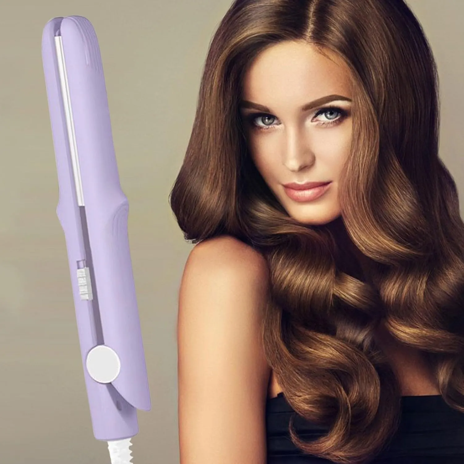2-in-1 Mini Dual Purpose Curling Iron for Short Hair, Dualglam Curling Wand & Flat Iron Hair Straightener, Portable Travel 3/4 Inch Barrel Curlers for Women Men Styling Tools(Mauve)