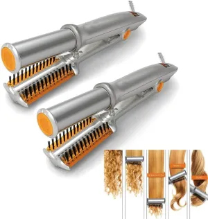 2 in 1 Rotating Curling Iron Fast Heat Hair Straightener and Curler Professional Curing Wand for All Hairstyles for Home Travel Hair Styling Tools Three-Speed Temperature Adjustment