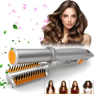 2 in 1 Straightener and Curling Iron, 3 Heat Temperature Adjustable Hair Waver, 60-Second Heat-up, Dual Voltage, Swivel Cord, Auto-Off, Easy to Use for All Dry and Wet Styling