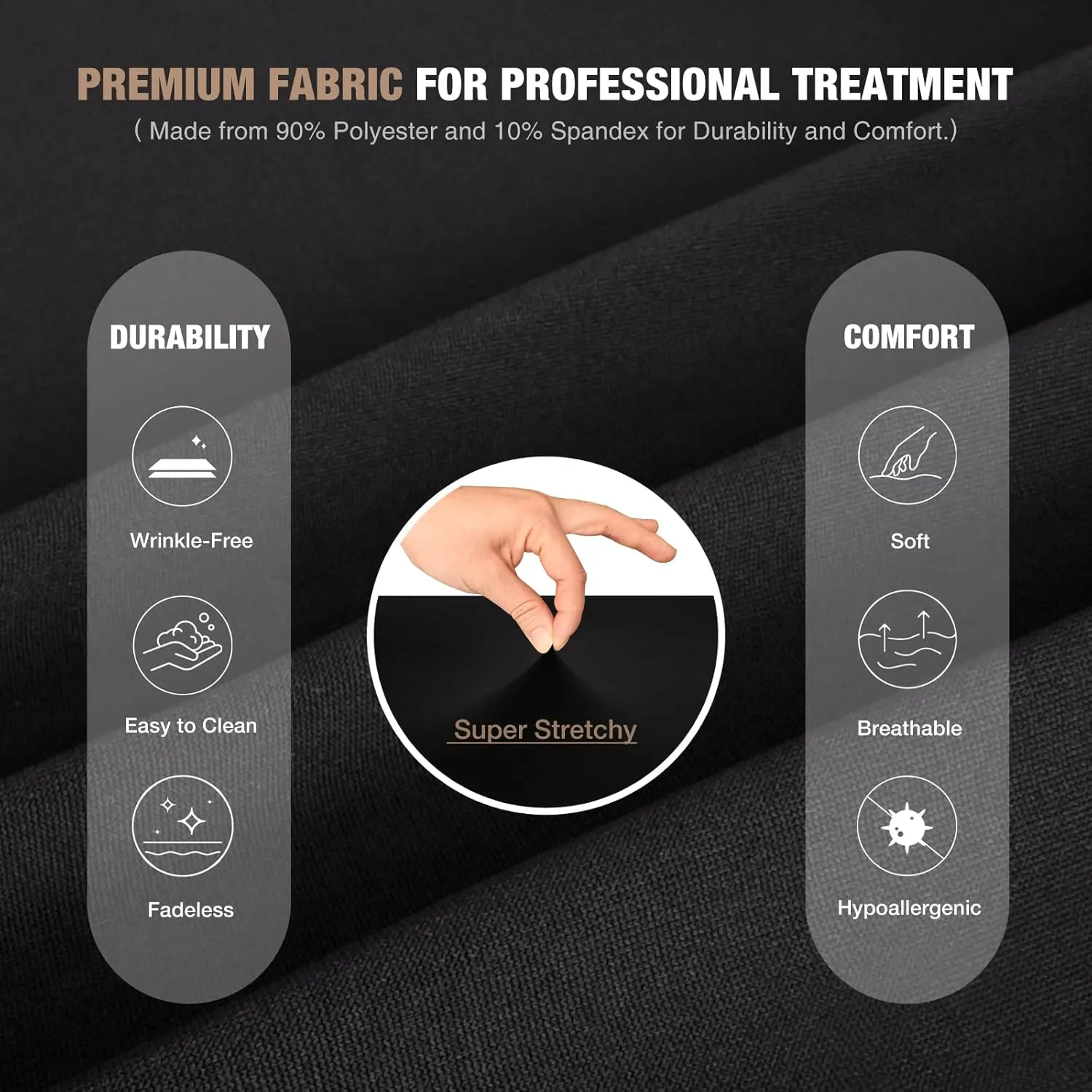 2-Pack Lash Bed Cover Professional Stretchy Spa Bed Cover Reusable Massage Table Cover Beauty Bed Protective Topper, Excellent for Lash Extension, Massage, Spa, Salon, Wax, Tattoo (Black)