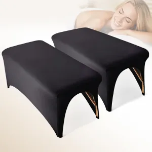 2-Pack Lash Bed Cover Professional Stretchy Spa Bed Cover Reusable Massage Table Cover Beauty Bed Protective Topper, Excellent for Lash Extension, Massage, Spa, Salon, Wax, Tattoo (Black)