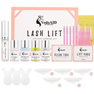 2025 VedoAID New Upgraded EyeLash Lift Kit Eyelash Extension Kit Eyelash Perm Kit, Eyelash Lifting & Eyelash Curling Includes Eye Shields, Pads, Accessories, Easy for Beginner,Achieve Salon-Quality