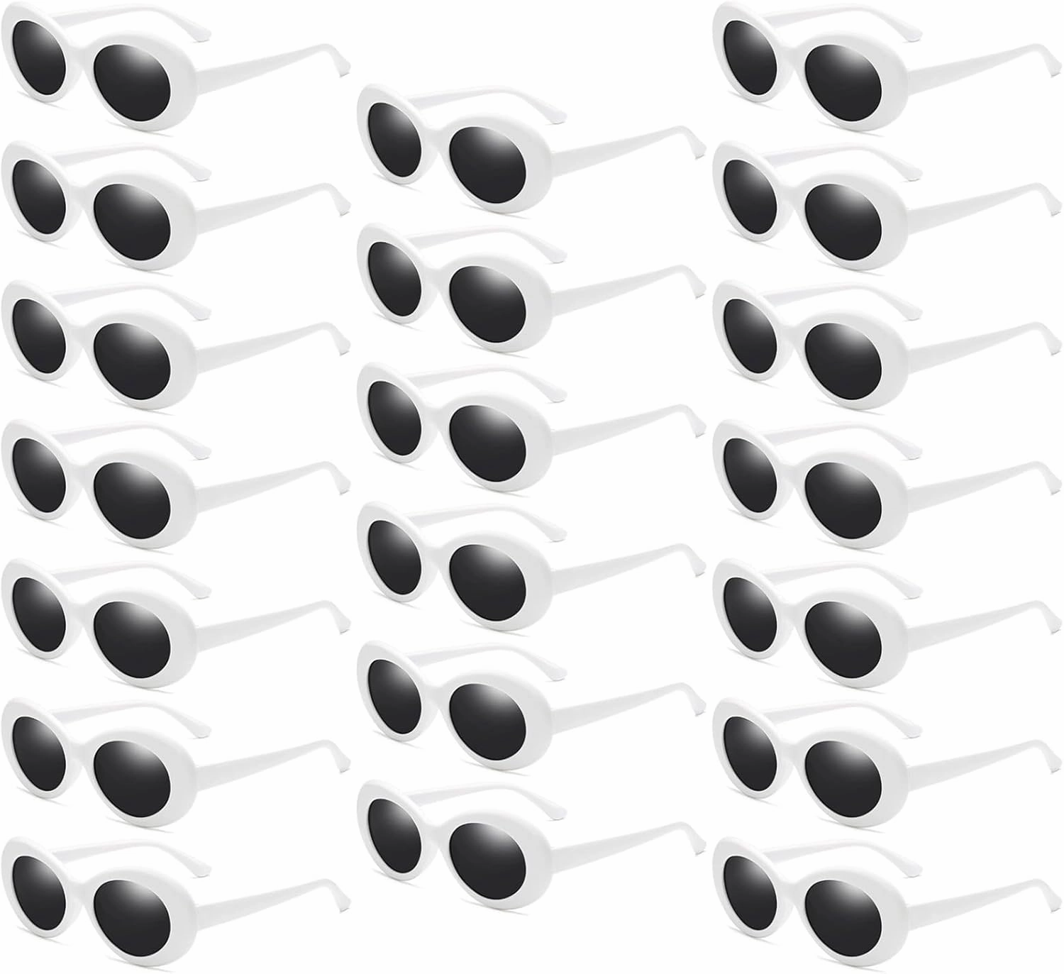 20 Pack Clout Oval Mod Sunglasses for Women Men Bulk Retro Round Lens Glasses Party Favors