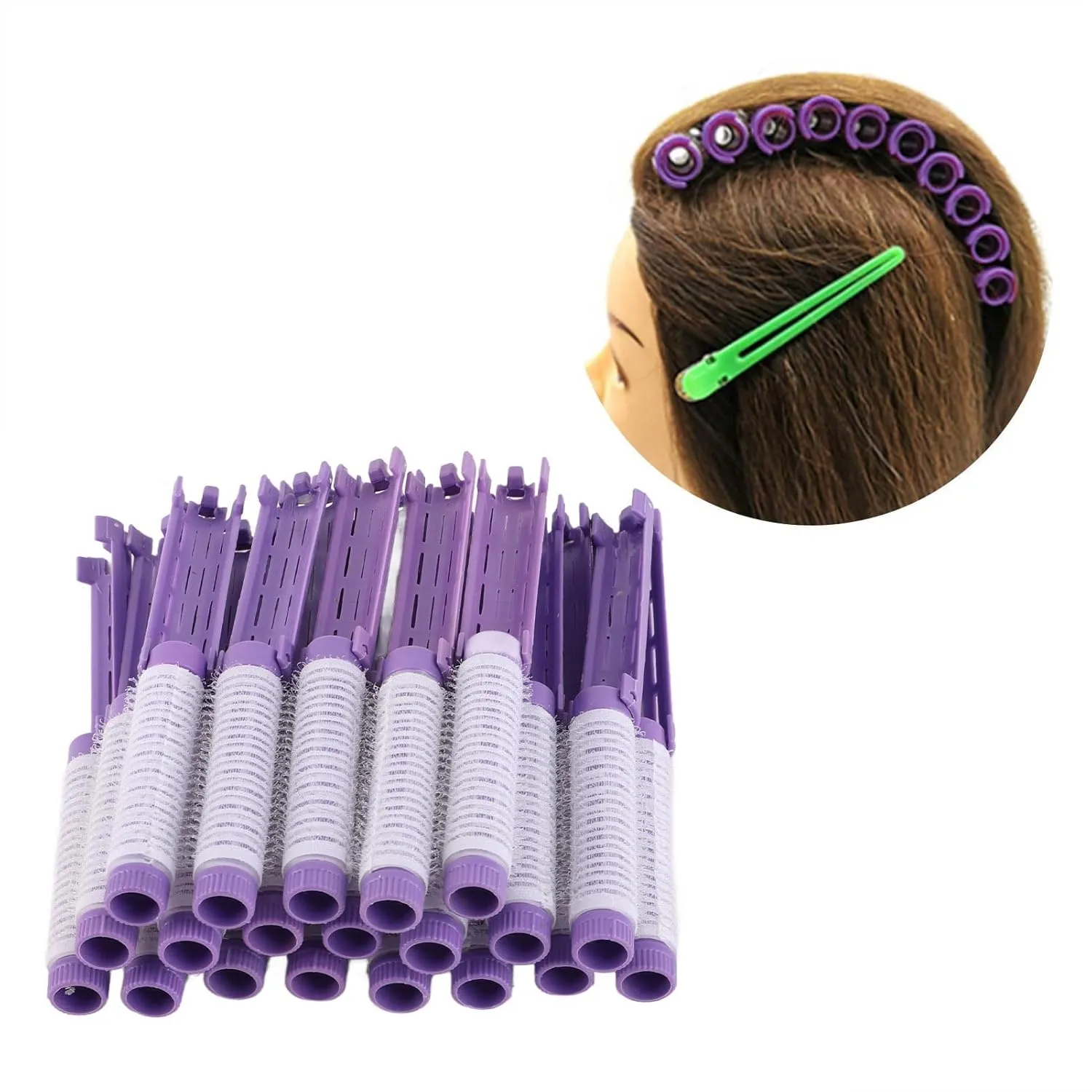 20pcs Volumizing Hair Clips, Hair Roller Curler Kit with Perm Rods - Hairdressing Styling Tool for Salon Barber
