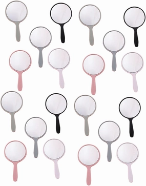 25pcs Mirror with Handle Portable Travel Mirror Vanity Makeup Gold Compact Mirrors Cosmetic Mirror Handheld Small Clear Foldable Mini Hand Mirror Folding LED Oval Simple Mirror Abs