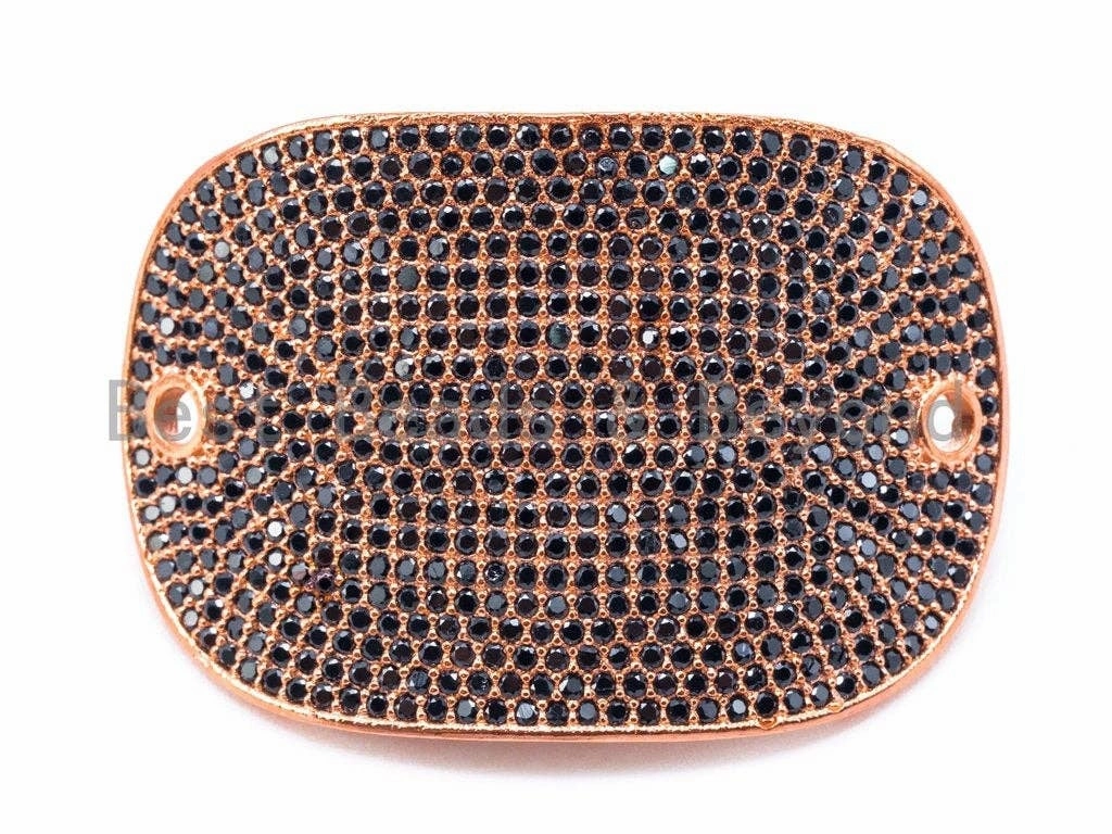 27x39mm Black CZ Micro Pave Big Curved Oval Go-Go Connector, Bracelet Space Connector, Cubic Zirconia Large Beads, sku#M25