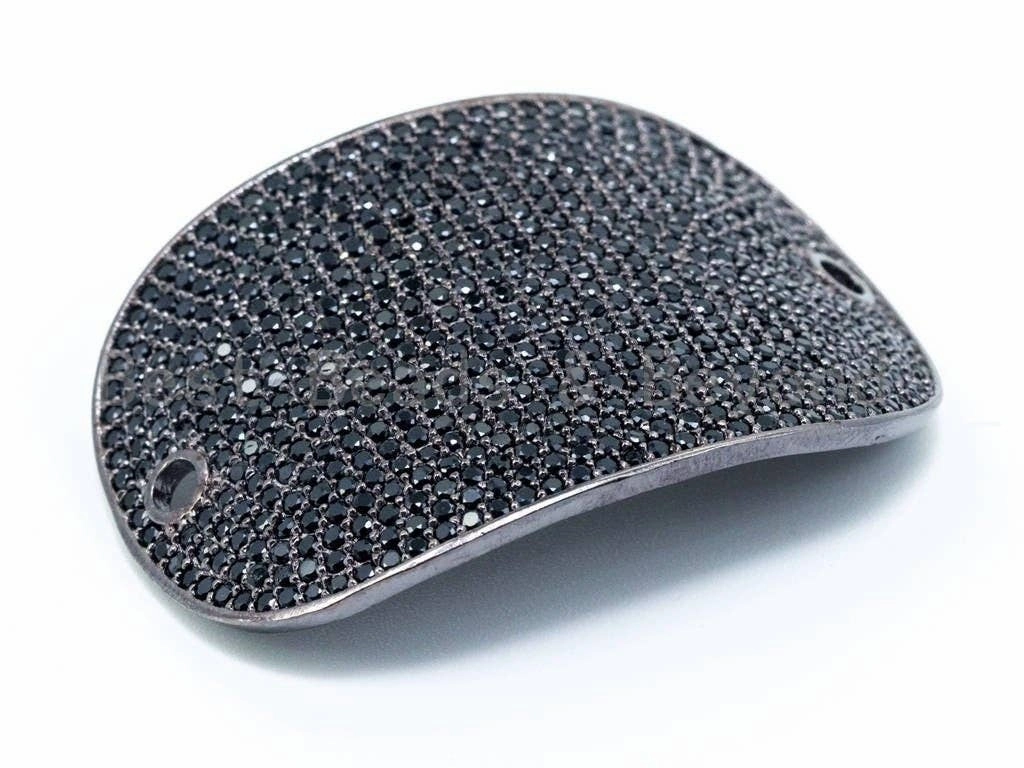 27x39mm Black CZ Micro Pave Big Curved Oval Go-Go Connector, Bracelet Space Connector, Cubic Zirconia Large Beads, sku#M25