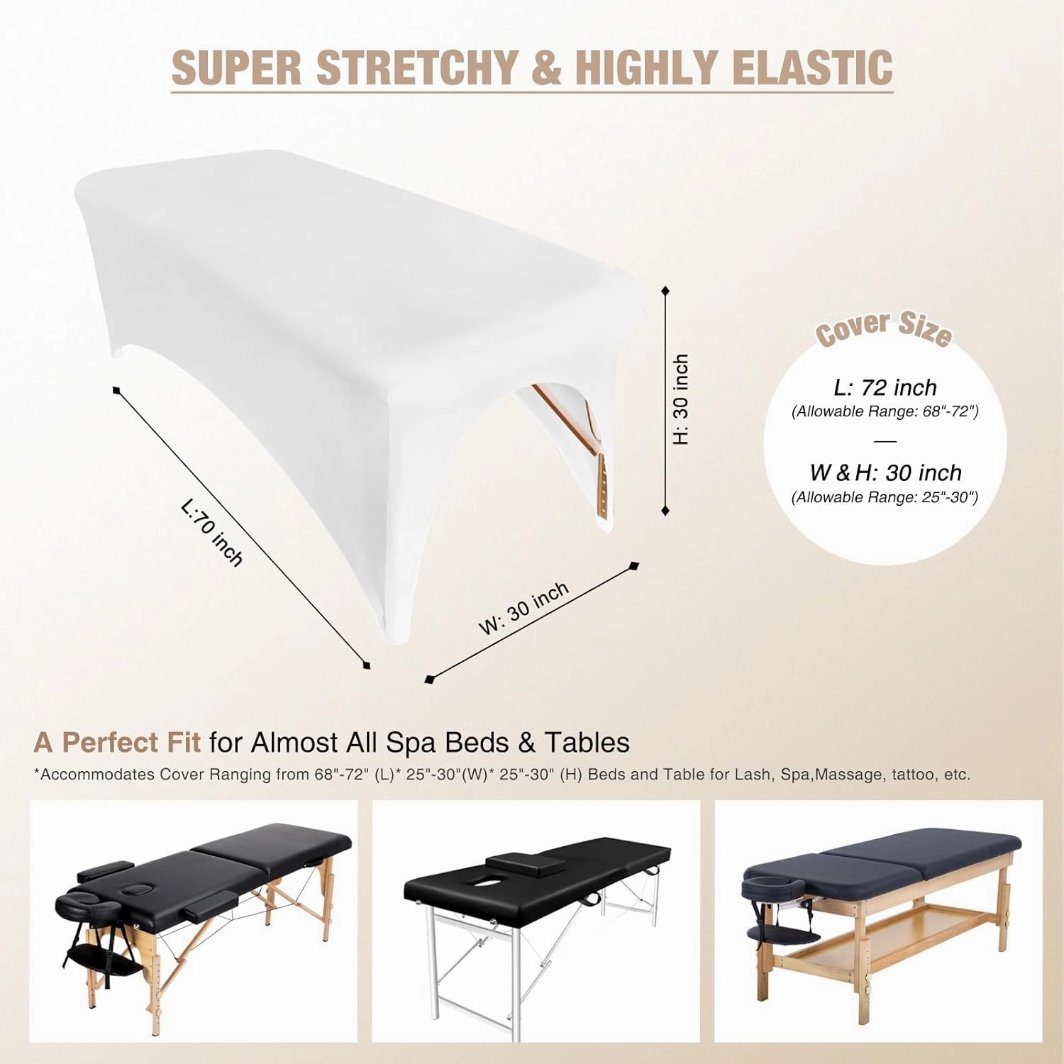 2-Pack Lash Bed Cover Professional Stretchy Spa Bed Cover Reusable Massage Table Cover Beauty Bed Protective Topper, Excellent for Lash Extension, Massage, Spa, Salon, Wax, Tattoo (White)