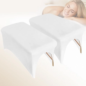 2-Pack Lash Bed Cover Professional Stretchy Spa Bed Cover Reusable Massage Table Cover Beauty Bed Protective Topper, Excellent for Lash Extension, Massage, Spa, Salon, Wax, Tattoo (White)