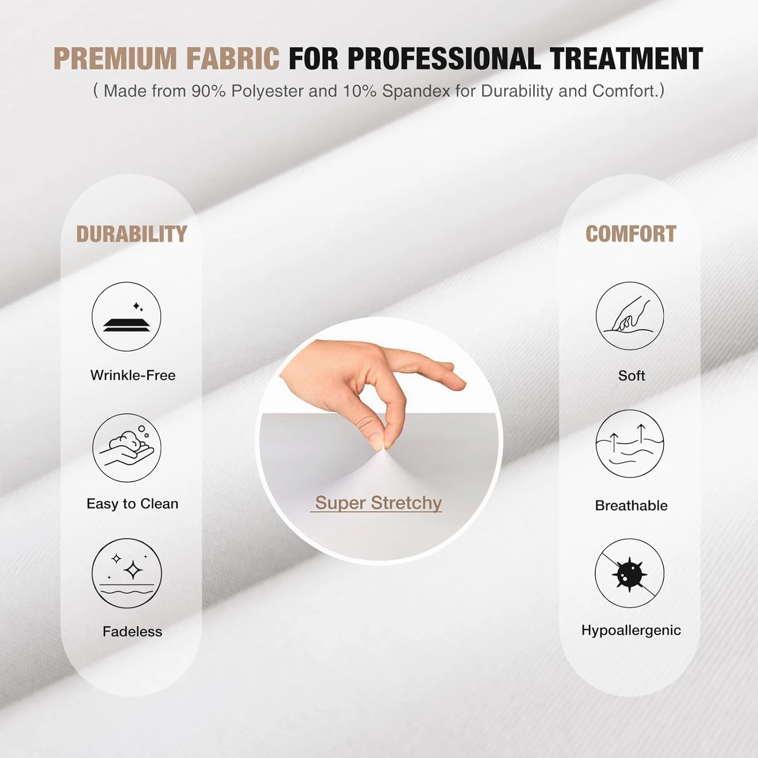 2-Pack Lash Bed Cover Professional Stretchy Spa Bed Cover Reusable Massage Table Cover Beauty Bed Protective Topper, Excellent for Lash Extension, Massage, Spa, Salon, Wax, Tattoo (White)