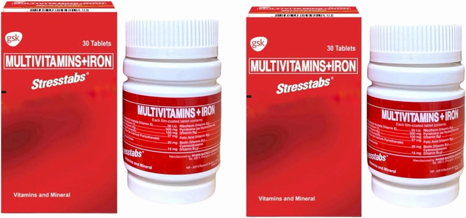 2 Stresstabs Multivitamins   Iron, 30 Tablets