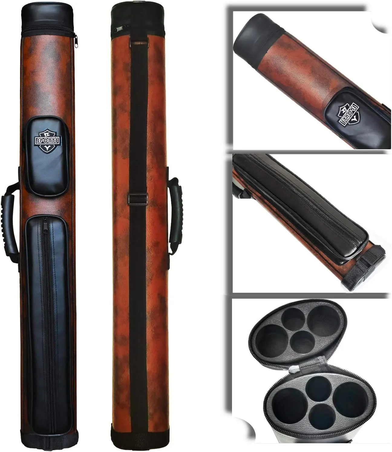 2x2 Hard cue case Oval Pool Cue Billiard Stick Carrying Case
