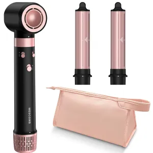 3 in 1 Air Styler with High-Speed Hair Dryer Brush & Air Wrap Curler for Curling, Negative Ions Frizz-Free Styling Drying, No Heat Damage, Fit for All Hair Types Hot Hair Styler with Travel Case