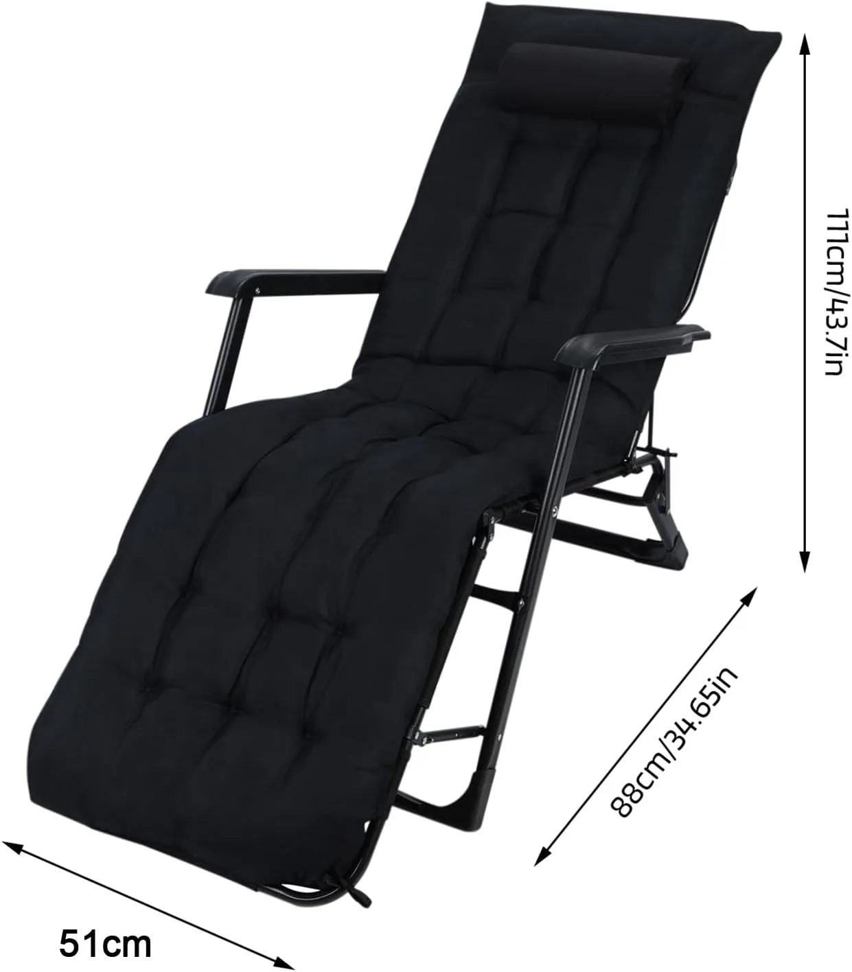 3 in 1 Oversized Folding Camping Cot 20" * 35", 3 2 Positions Adjustable Patio Chaise Lounge Chair, Sleeping Cots for Adults, Portable Cot Bed Lawn Recliner for Bedroom, Pool, Beach, Black