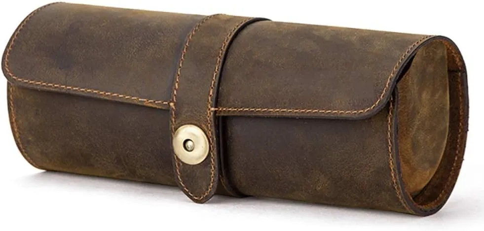 3 Slot Watch Roll Display Box Retro Leather Travel Watch Case Wrist Jewelry Storage Pouch Organizer Gift