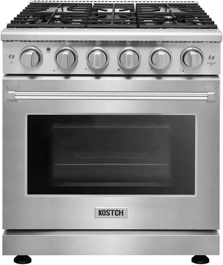30 inch Professional Freestanding Pro-Style Natural Gas Range or Liquid Propane Gas Range with 5 Burners, 4.55 cu.ft. Oven Capacity, in Stainless Steel - KOS-30RG03M (Stainless Steel)