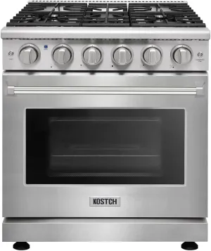 30 inch Professional Freestanding Pro-Style Natural Gas Range or Liquid Propane Gas Range with 5 Burners, 4.55 cu.ft. Oven Capacity, in Stainless Steel - KOS-30RG03M (Stainless Steel)