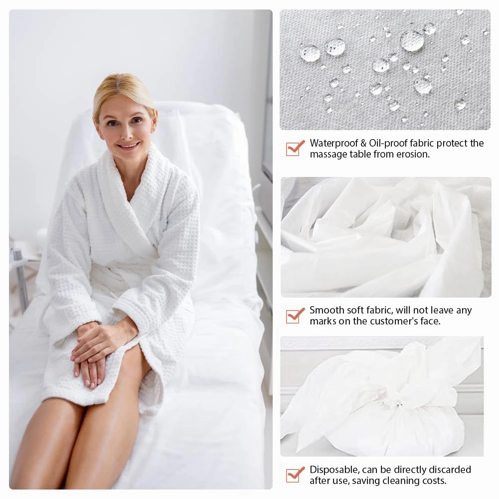 30PCS Disposable Fitted Massage Table Sheets, Heavy Duty Elastic Disposable Bed Cover, Breathable Disposable Fitted Sheets for Spa White Non Woven Fabric 36 x 85 Inch